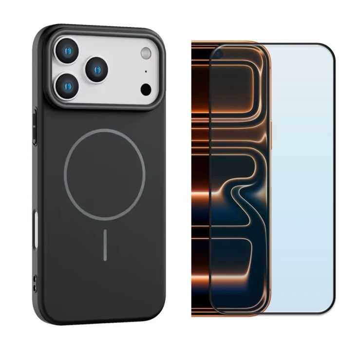 Husa Magsafe Catifea + Folie Sticla 6D/Privacy Iphone  17/AIR/PRO/MAX