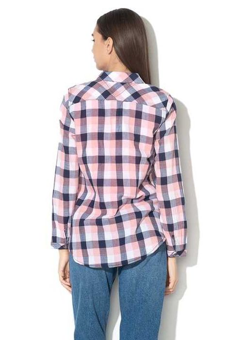 Tommy Hilfiger, Camasa de dama - NOUA cu eticheta, in carouri, Roz somon/Roz pastel/Bleumarin S