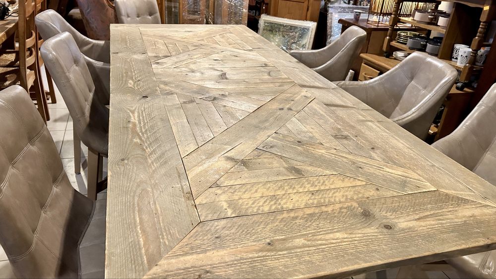 Луксозен трапезен комплект – 250×100 см + 8 кожени стола