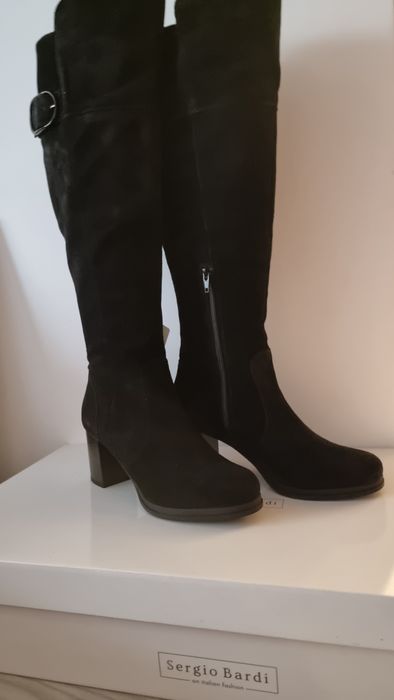 Cizme lungi piele intoarsa Sergio Bardi,marimea 39,Noi