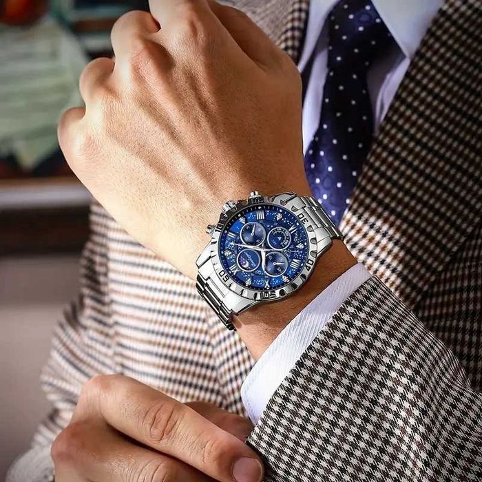 НОВ Модел Poedagar Луксозен кварцов мъжки часовник с хронограф