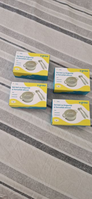 Set bol cu lingurita si furculita U-Grow Bebelusi Bebe Noi sigilate