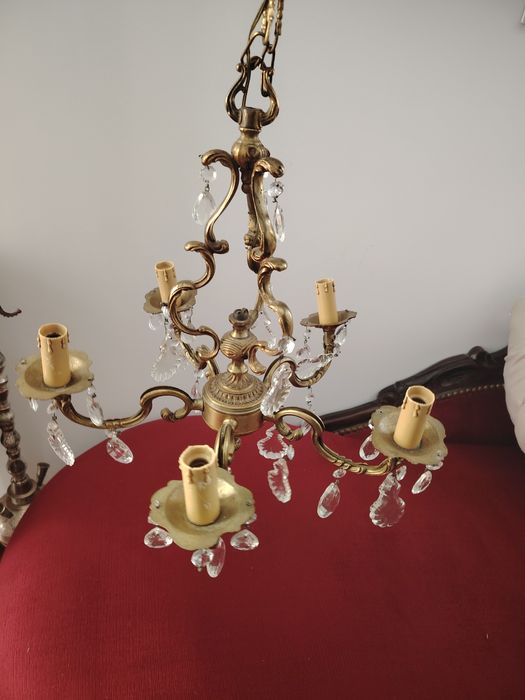 Superb candelabru antic in stilul francez Louis cu 5 brațe din bronz m