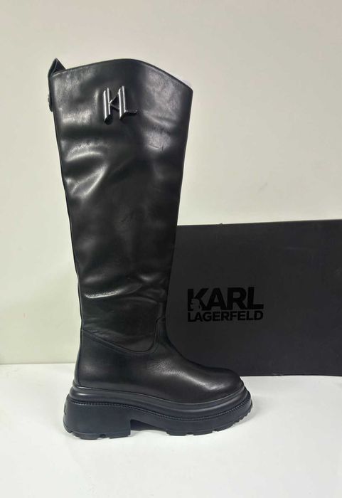 НОВИ Кожени ботуши KARL LAGERFELD Danton Riding Boot - Размер 39 (25 см стелка)