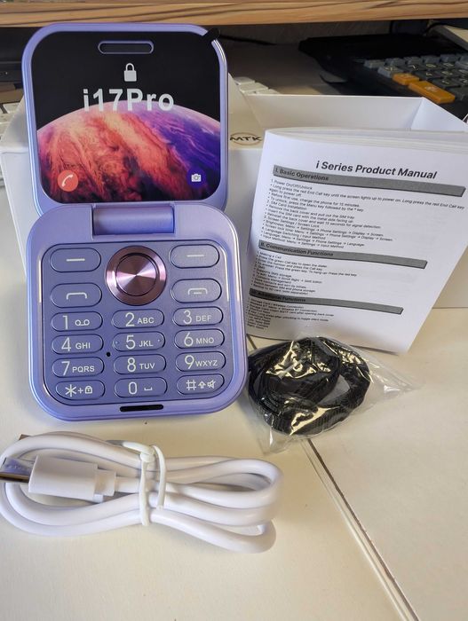 Мини 2G флип телефон с две SIM карти, многоцветен дисплей