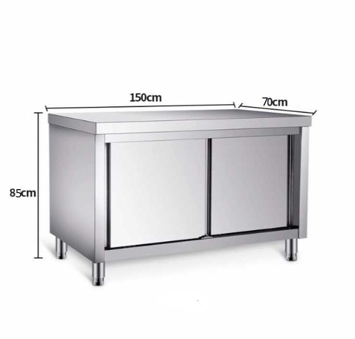 Masa de lucru tip dulap din inox cu usi glisante 100,120,150,180,200cm