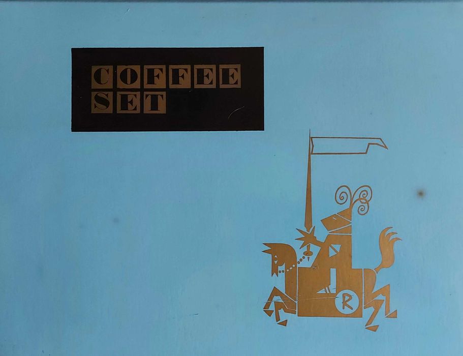 Set cafea, 6 cani cu farfurii, cafetiera si zaharnita, Cehoslovacia