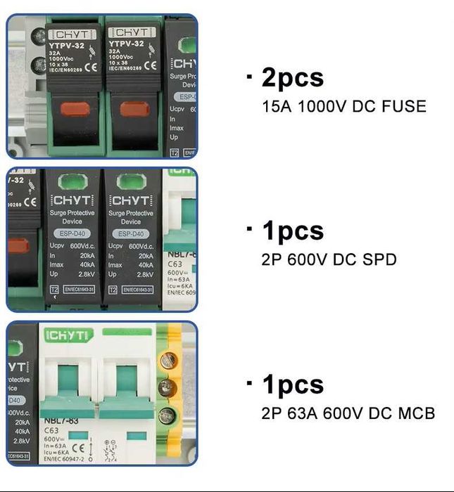 Cutie combinatoare pentru panouri fotovoltaice 1 intrare 1 ieșire 1 șiruri panouri solare  15A 500V DC,IP 65