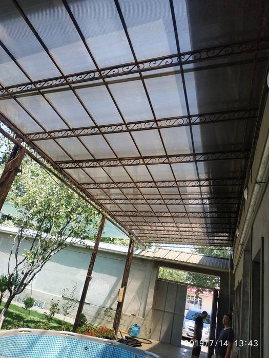 Навес решотка перила ограждения лексан металлоконструкция