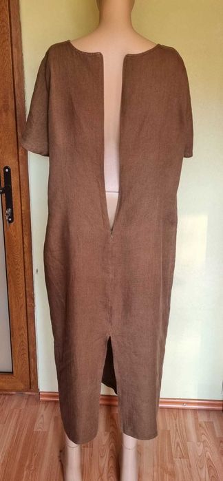 Rochie midi spre maxi, verde olive, in 100%, marimea L