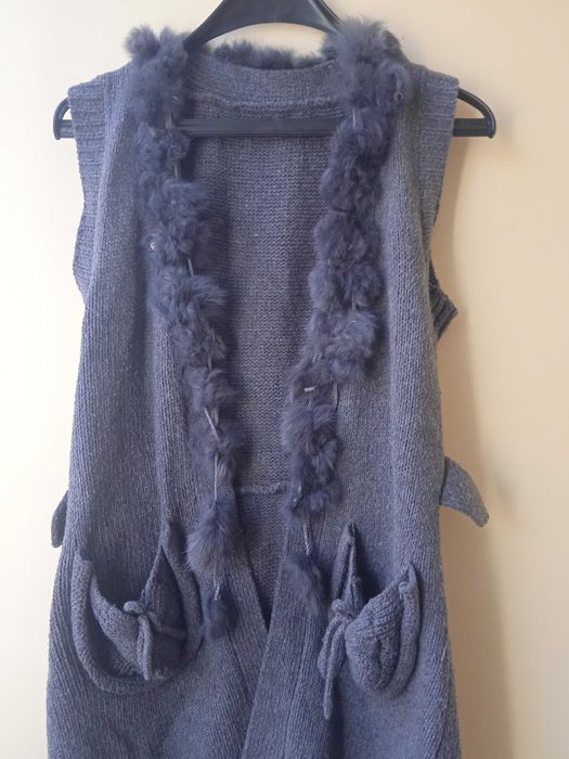 Дамска жилетка вълна и естествен косъм