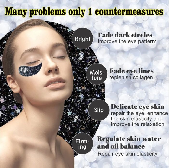 Маска за очи с активен въглен и колаген, 60 броя- Glitter Eye Mask