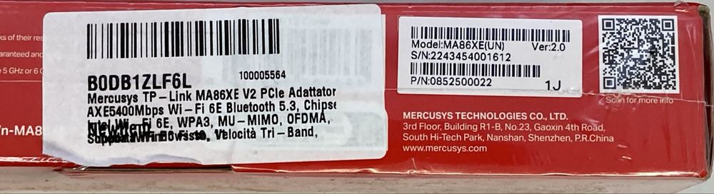 Mercusys V2 AXE5400/MA86XE sigilata