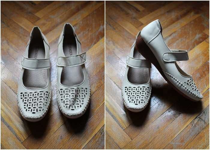 Чисто нови кожени обувки в бежаво