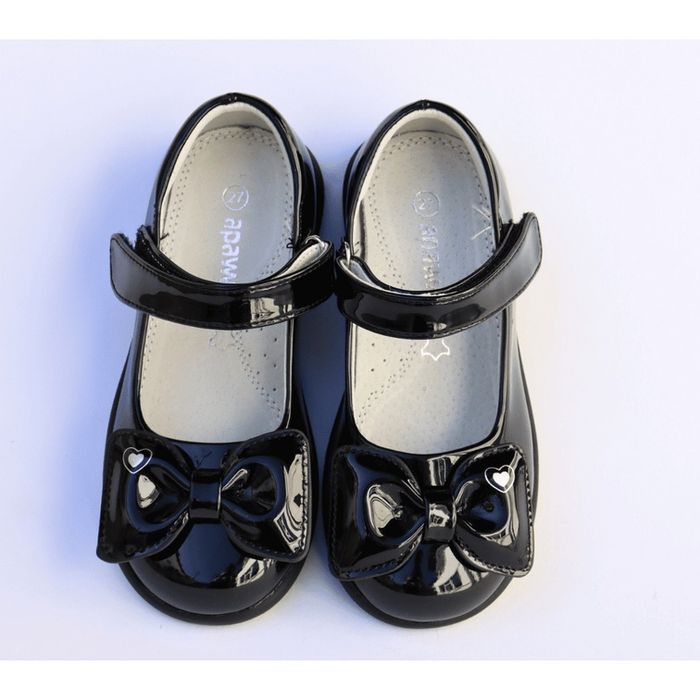 Детски черни официални лечение обувки Apawwa