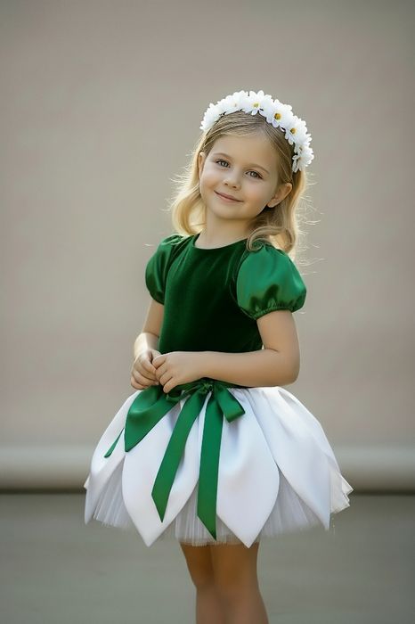 Costum rochiță  serbare ghiocel fete mărimi 3,4,5,6,7 ani made în Româ