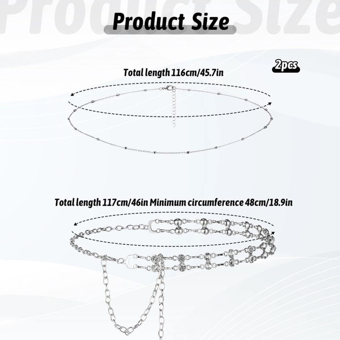 Дамски сребърен, моден метален колан верига за кръста