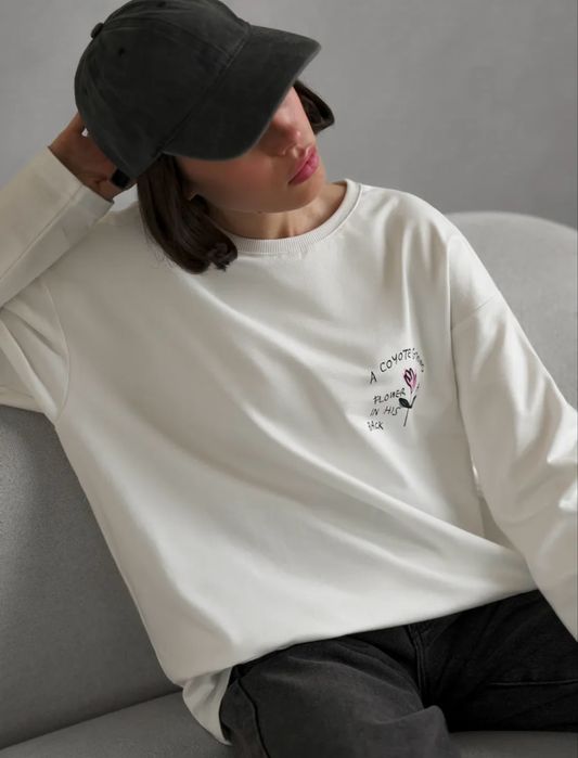 Лонгслив оверсайз с принтом синий Койот