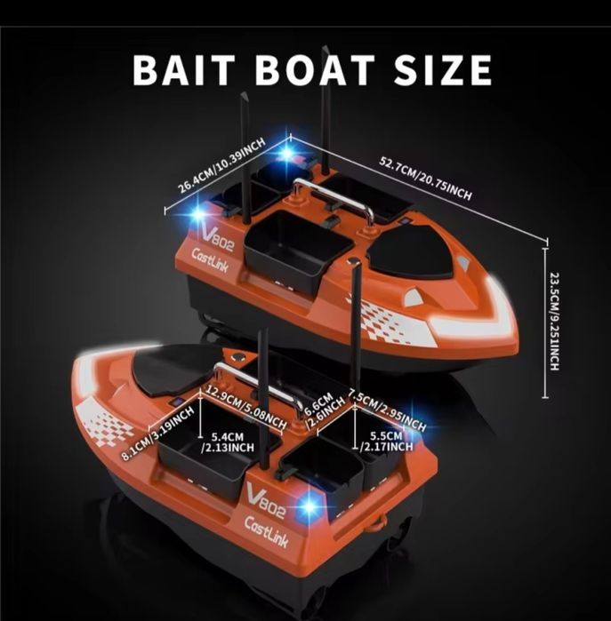 Лодка за захранка Flytec V802 подарък сак за лодка,зарядно 12v,1ч.перк