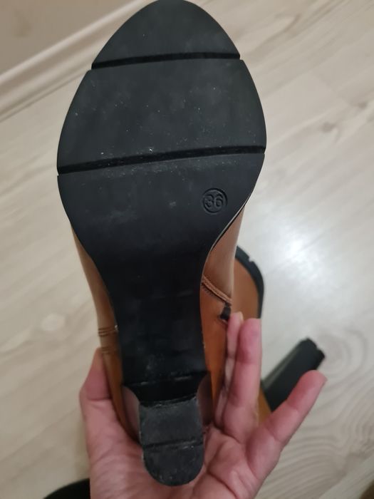Botine piele, maro camel, 36