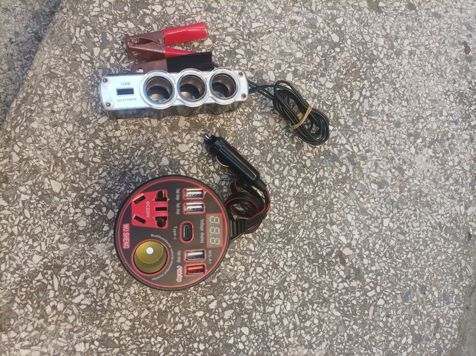 Invertor auto 200 wați pentru laptop, telefon,etc