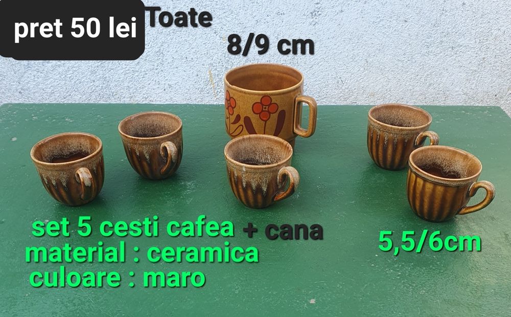 Set cesti cafea/ceramica maro