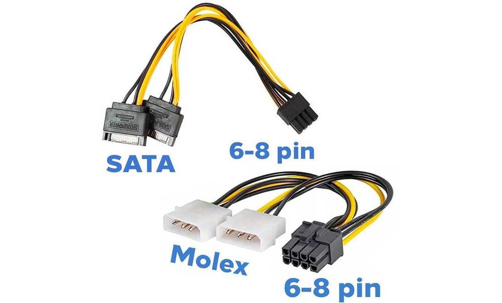 Блок питания 6 pin 8 pin переходник адаптер на molex и sata для видео