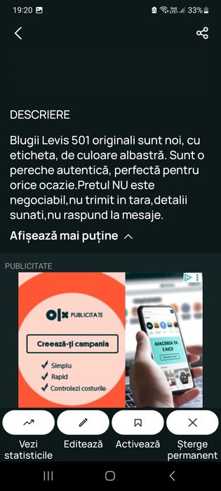 Blugi Levis 501 originali