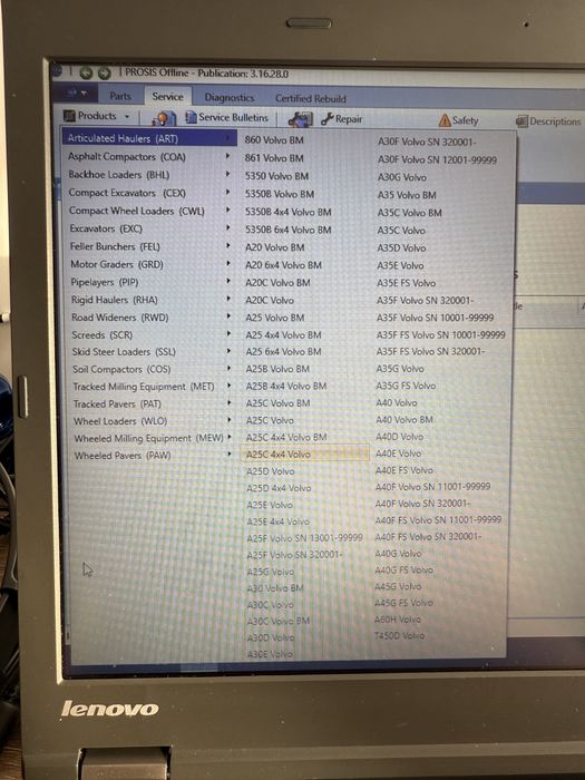 Tester/Diagnoza dedicata Volvo PTT 2.8.202 Romana 2020+Prosis utilaje 2025+impact 2021 instalate in laptop Lenovo L490+Vocom 1