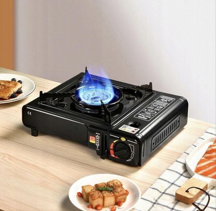 Aragaz Camping Portabil aprindere automata cu 2 rezerve butelie ideal pentru drumetii camping gratar pescuit