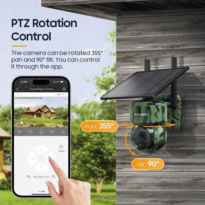 INQMEGA 5MP 4G SIM камера с GPS вградена батерия соларен панел 7800mah