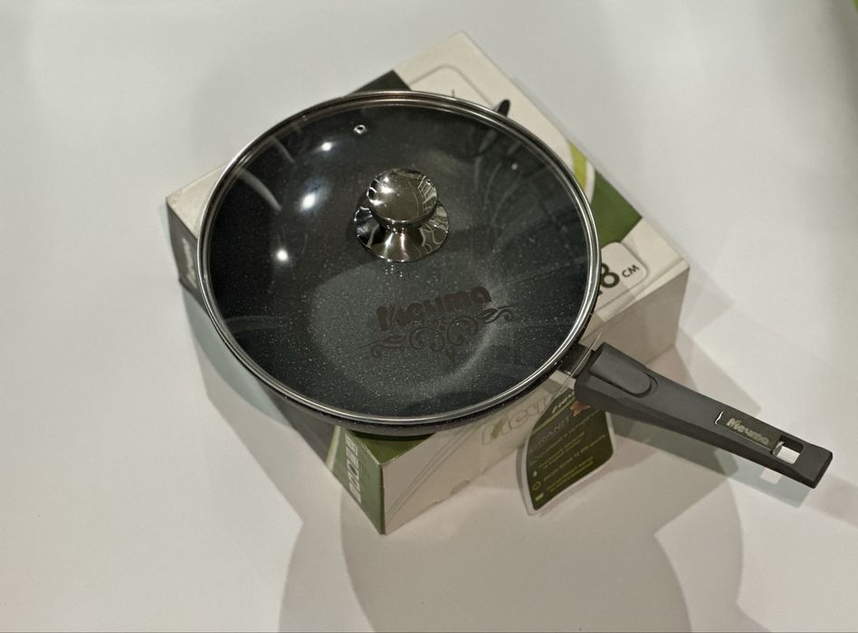 Сковорода WOK 28 см Mechta со стеклянной крышкой (новая оригинал 100%)