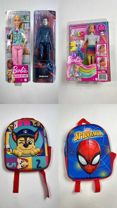 Lot mare jucării și ghiozdane – 155 bucăți