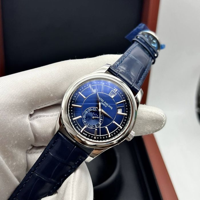 patek philippe anual calendar blue dial steel