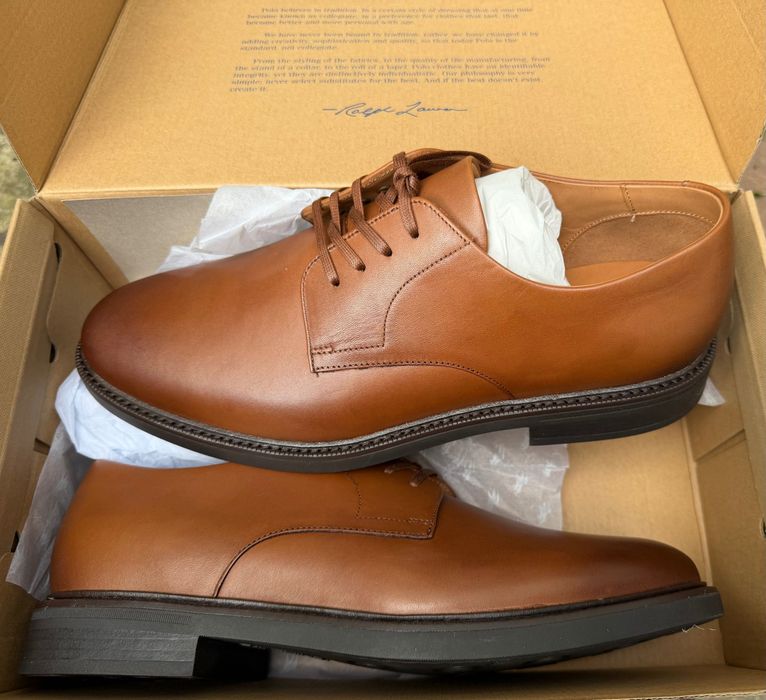 Pantofi Ralph Lauren din piele naturala maro Tan marimea 45 EU Originali SUA