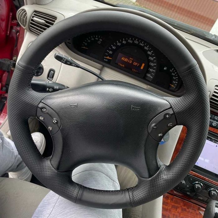 Husa volan piele negru 38 cm. pentru Mercedes-Benz C-class W203