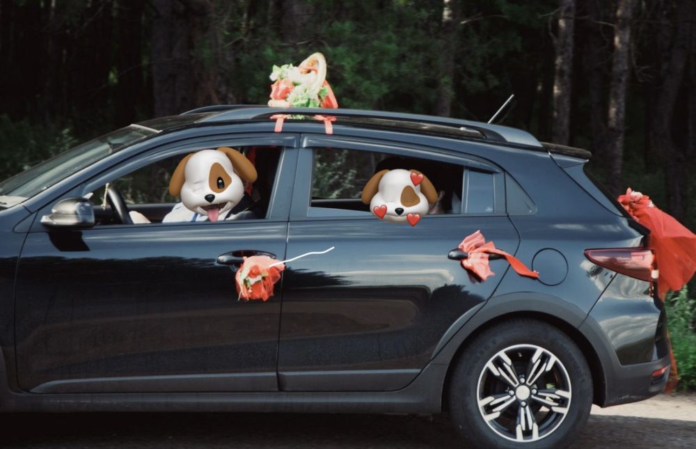 Свадебное украшение на машину