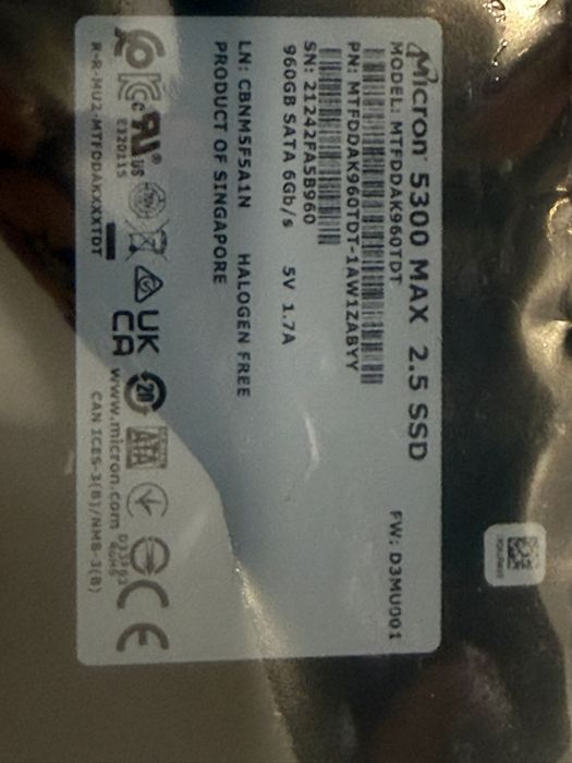 Micron SSD 5300 Max 2.5” 960GB - PENTRU SERVER
