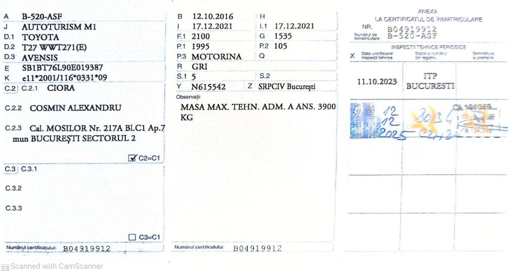 Vând Toyota Avensys
