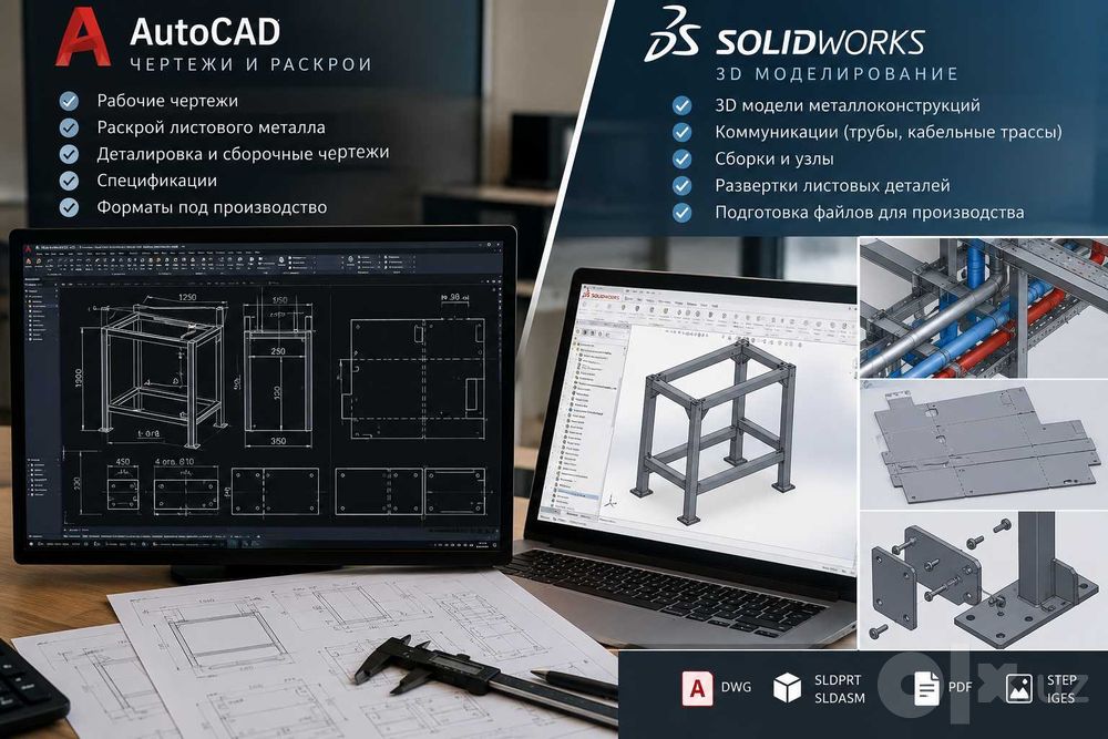 Чертежи и 3D-моделирование и проектирование в AutoCAD и SolidWorks