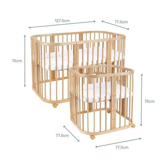 Мострена Натурална дървена кошара за бебе 7в1 Смарт, Детско Легло
