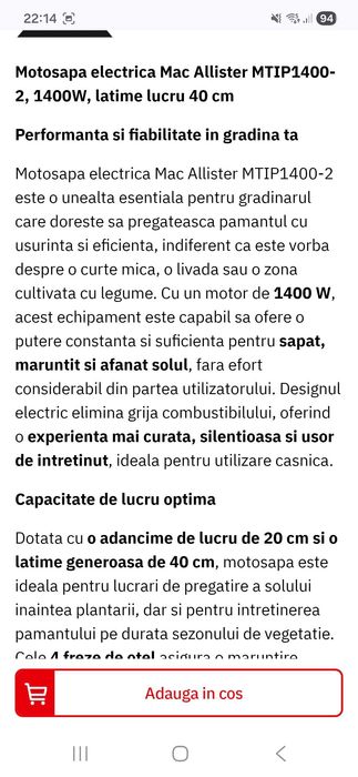 Motosapa electrica 1400 w