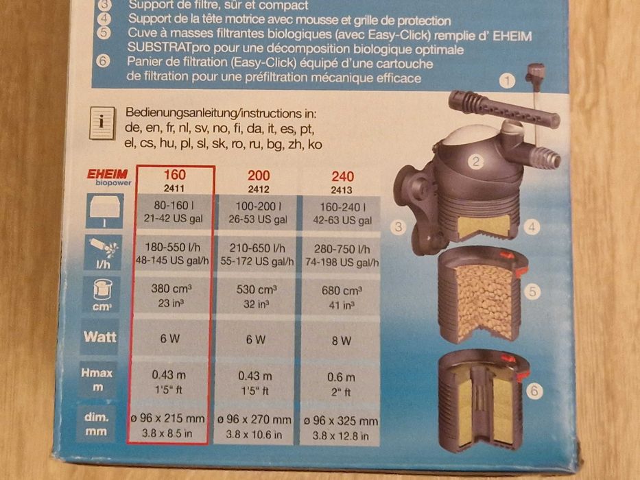 Filtru acvariu EHEIM biopower 160