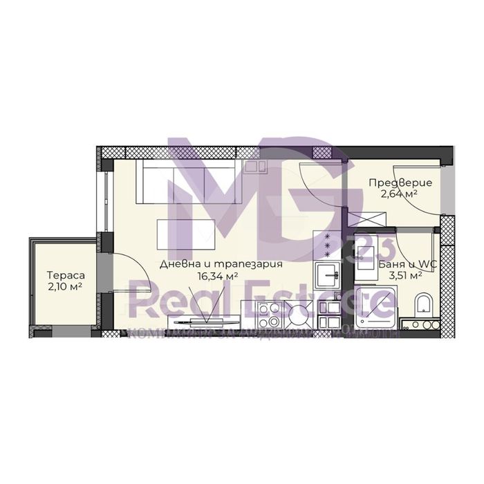 1-стаен в Пловдив-Смирненски площ 36 цена 55000