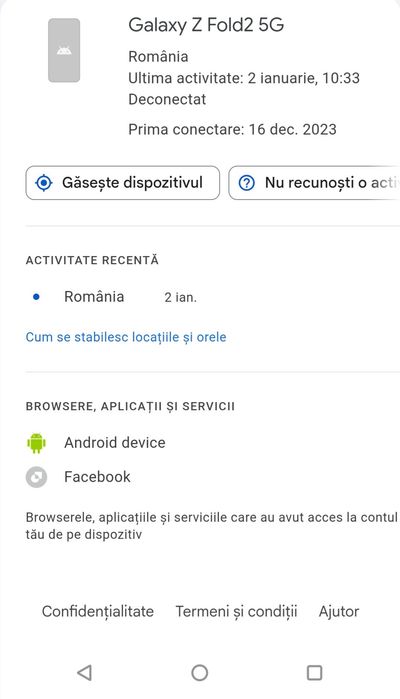 Samsung Galaxy Z Fold2 5G Roz – DEFECT – Original – pentru reparație sau piese