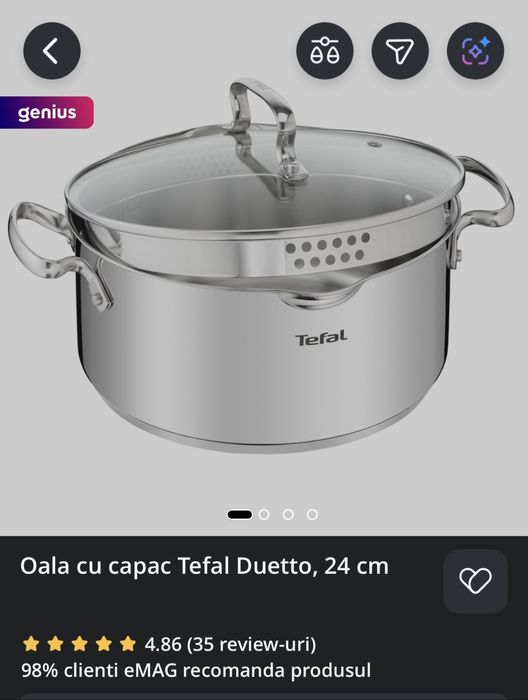 Oala cu capac, Tefal Duetto, 24 cm