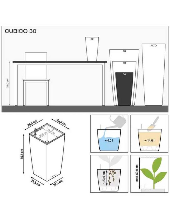 Кашпо CUBICO Premium 30 с автополивом