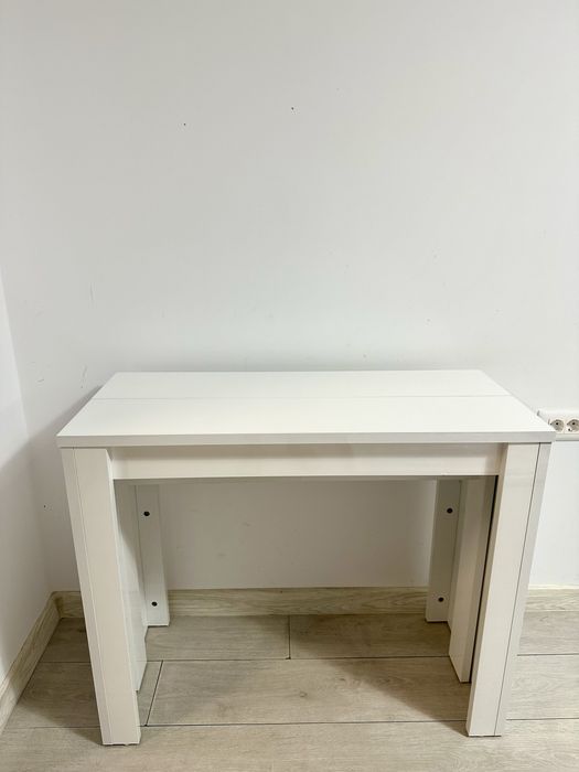 Masa extensibila pe 3 sectiuni de la 39-193cm, KringX Mateo, H 75 / A 91 cm, culoare alb