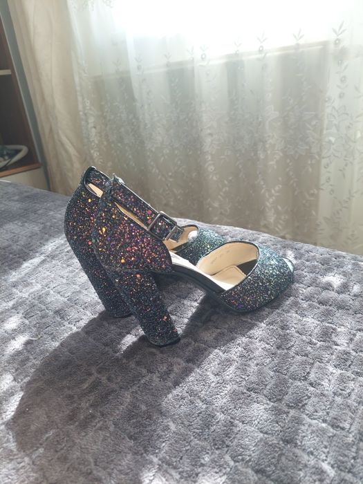 Sandale elegante Mei cu glitter multicolor, mărimea 38