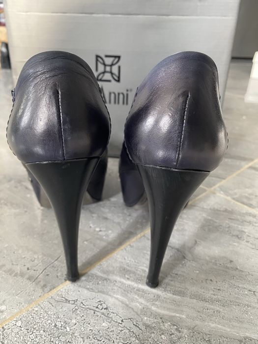 Официални тъмносини обувки естествена кожа, марка Gi Anni